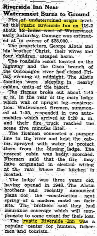 Rustic Riverside Inn - Dec 23 1949 Article (newer photo)